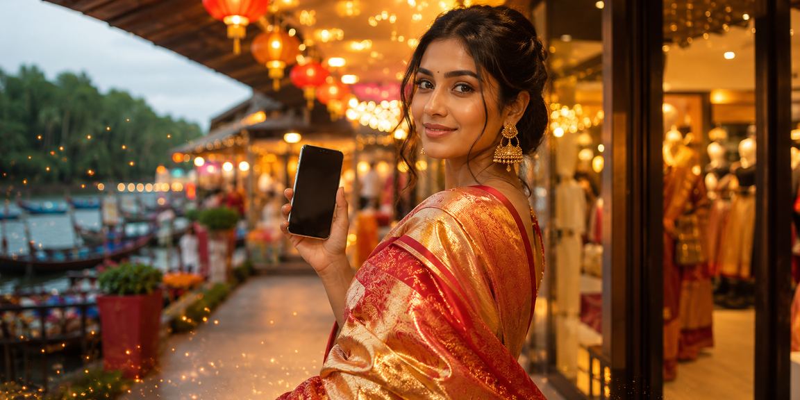 খুলনায় শাড়ি পরে মোবাইলে score88 ক্যাসিনো অ্যাপ ব্যবহার